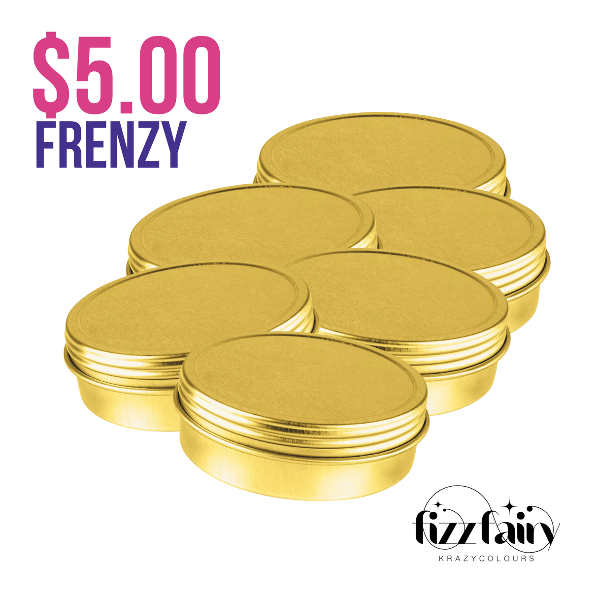 Gold Metal Tins - 2 oz - Set of 6