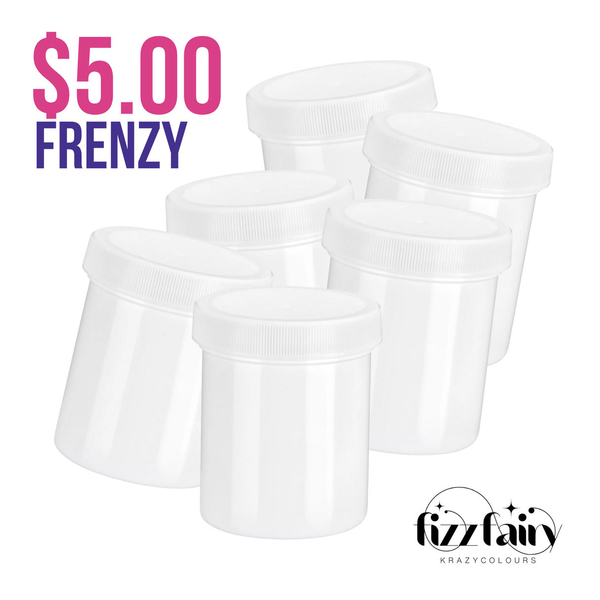 White 4oz Plastic Jars - Set of 6