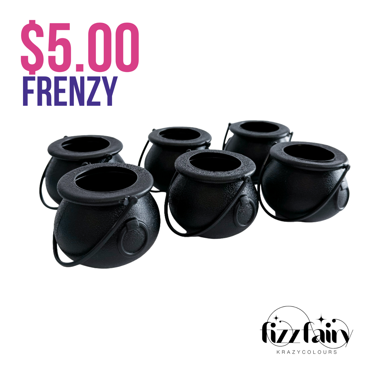 Plastic Cauldrons - Type 1 - Set of 6