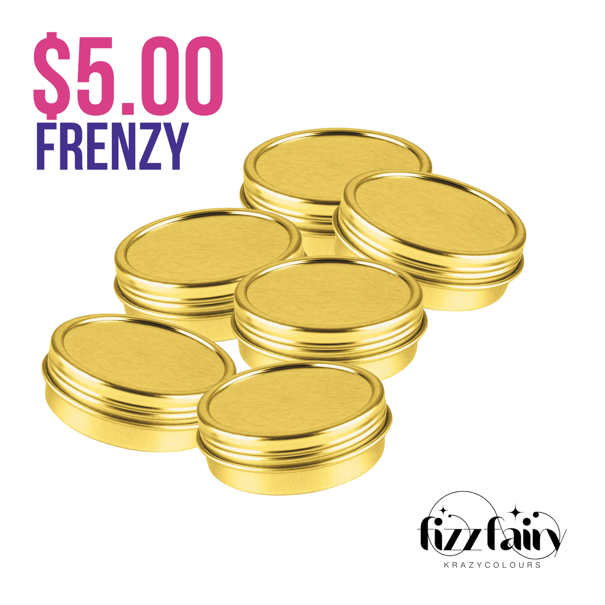 Gold Metal Tins - 1 oz - Set of 6