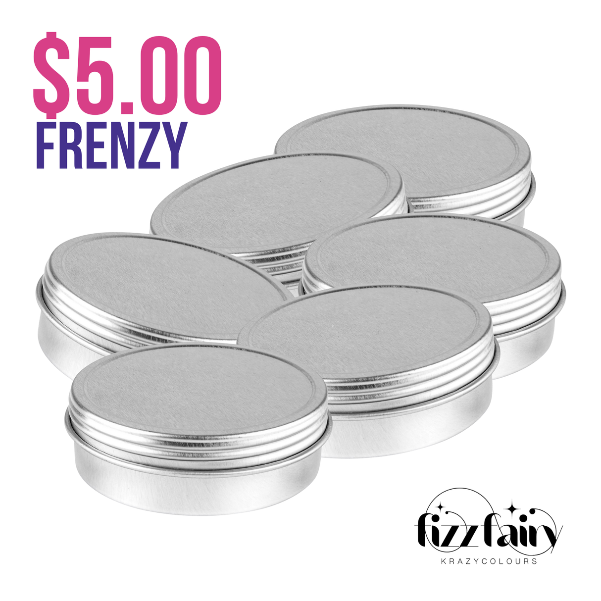 Silver Metal Tins - 2 oz - Set of 6