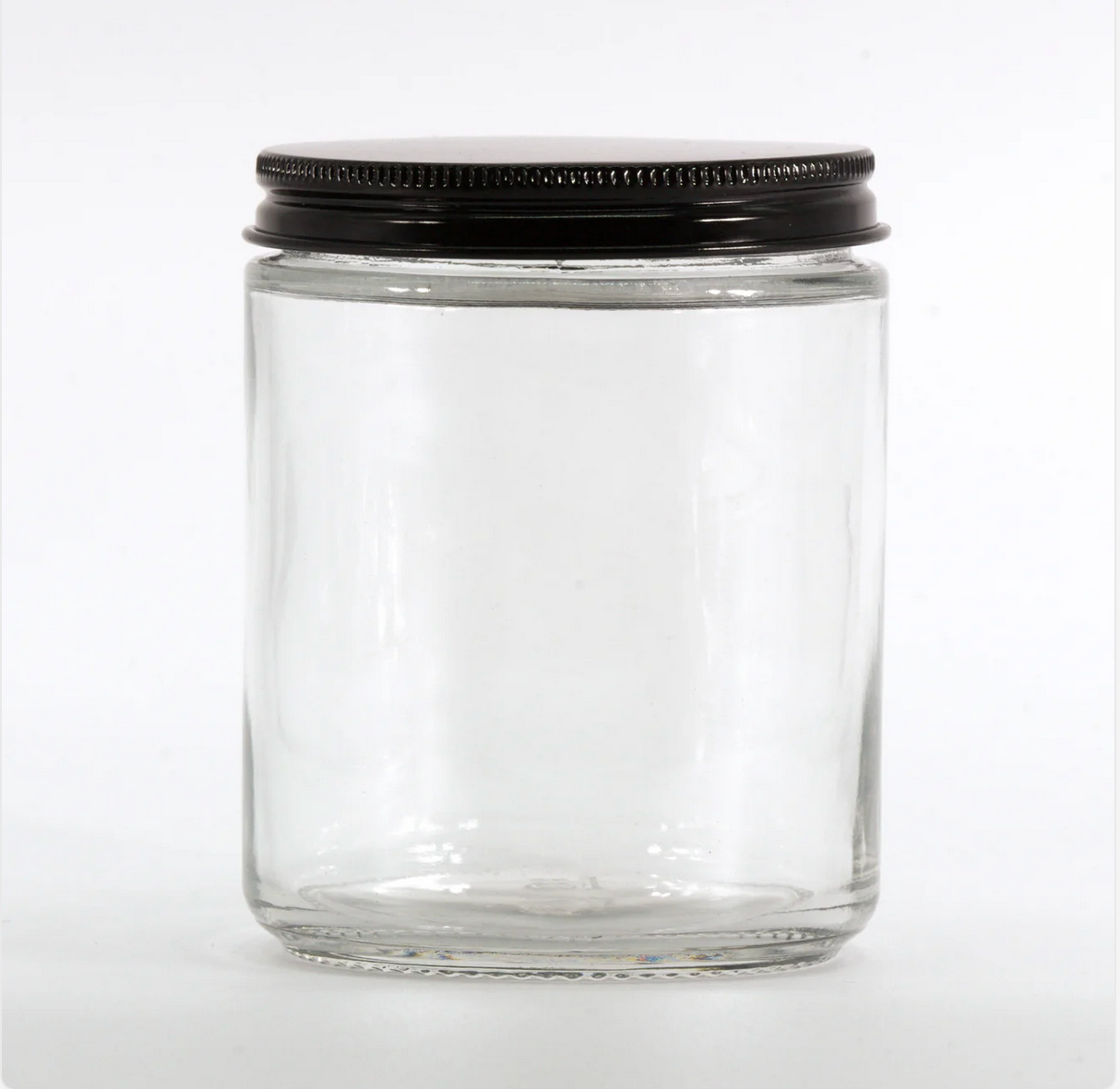 8oz Clear Glass Candle Jar with 70/400 Black Metal Lid