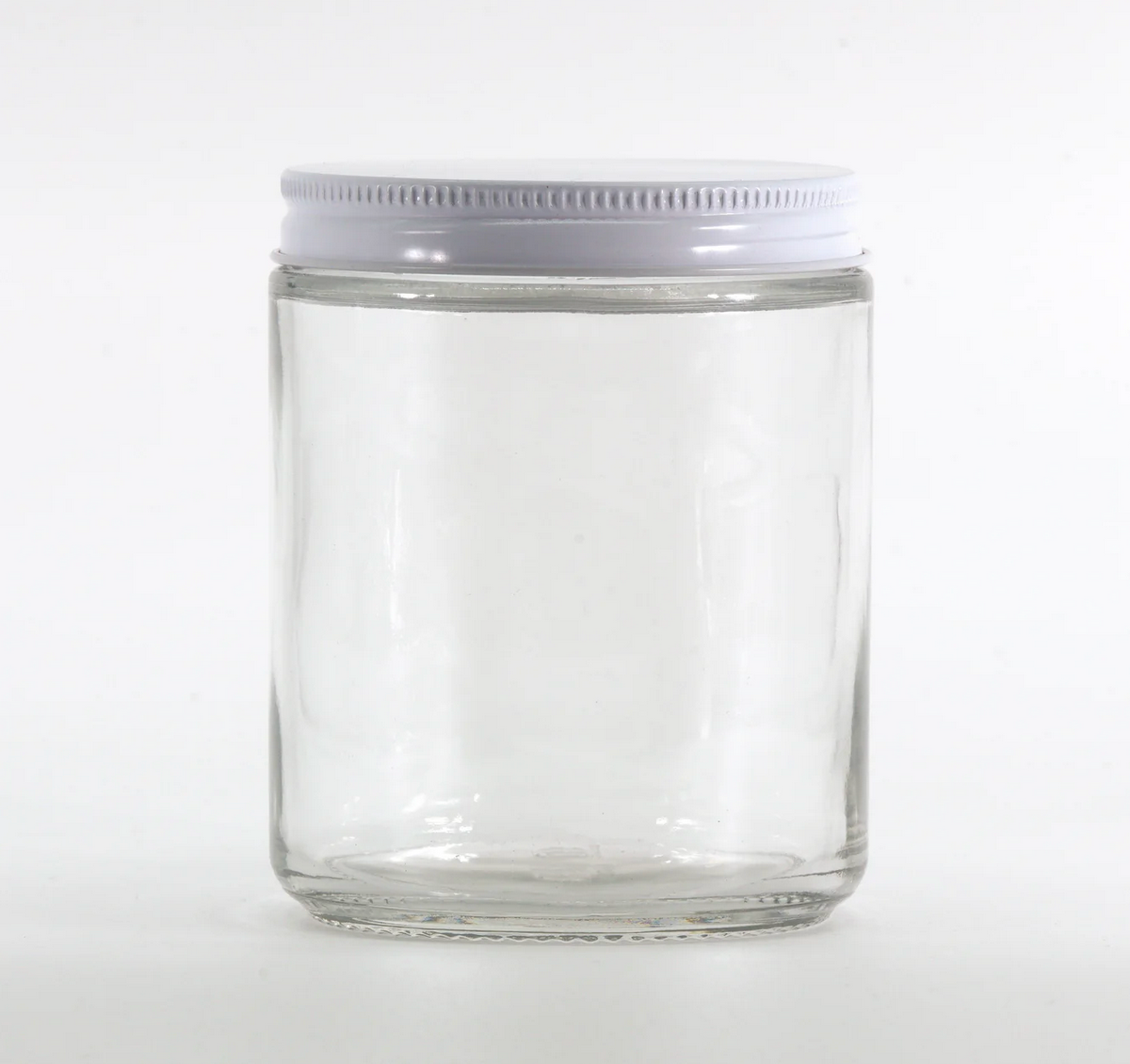 8oz Clear Glass Candle Jar with 70/400 White Metal Lid