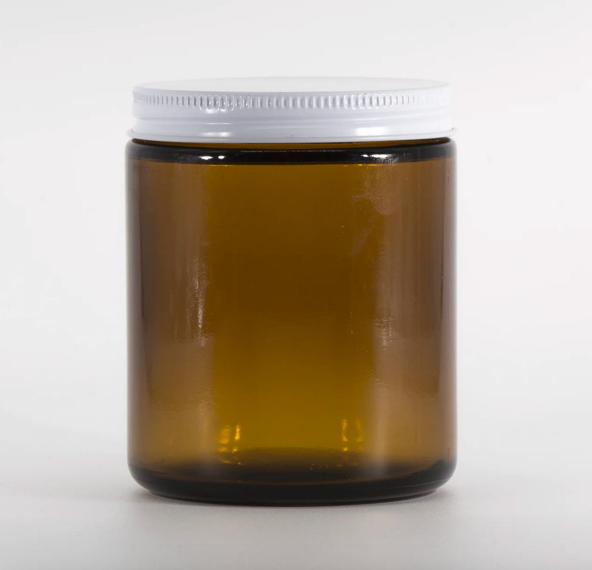 8oz Amber Glass Candle Jar with 70/400 White Metal Lid