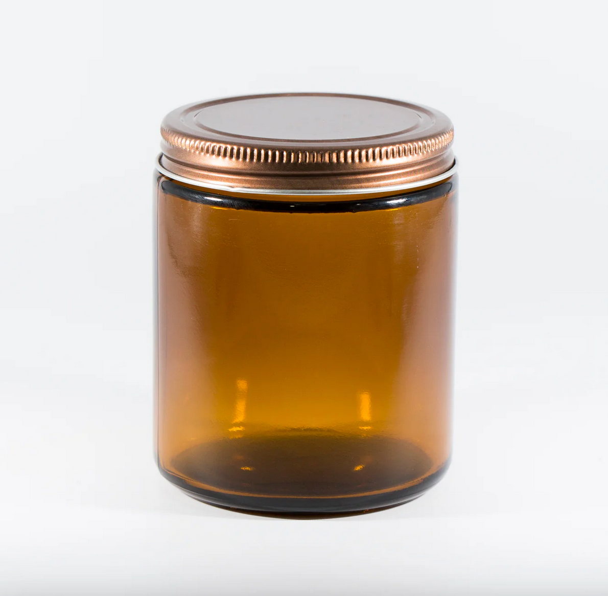 8oz Amber Glass Candle Jar with 70/400 Bronze/Copper Metal Lid