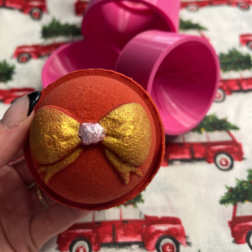 Christmas Ball with Bow Bath Bomb Mold 3 D Printed